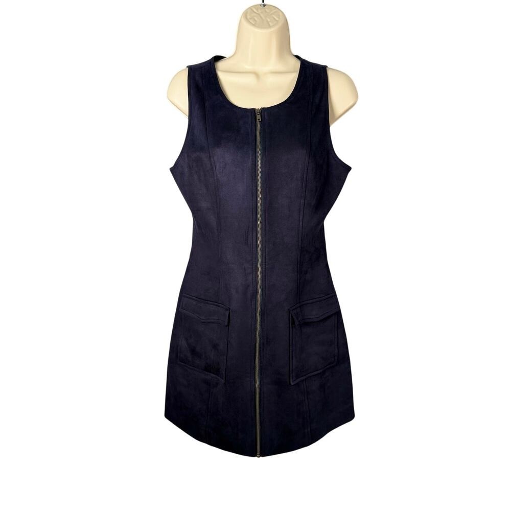 Jack BB Dakota Dress 2 Faux Suede Flap Pocket Zip Up Mini Havens Work Minimalist